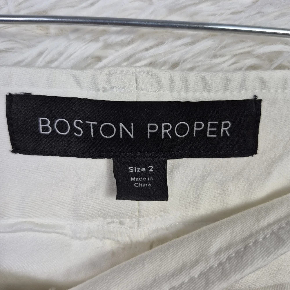 Boston Proper Sz 2 White Pull On Crop Pants Classic Preppy Resort‎ Old Money